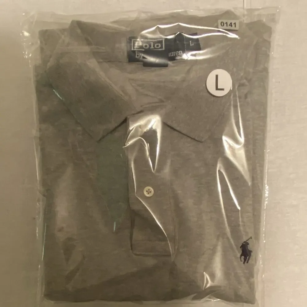 Polo Ralph Lauren Gray Solid Polo Shirt Men’s L Short Sleeve Button Logo